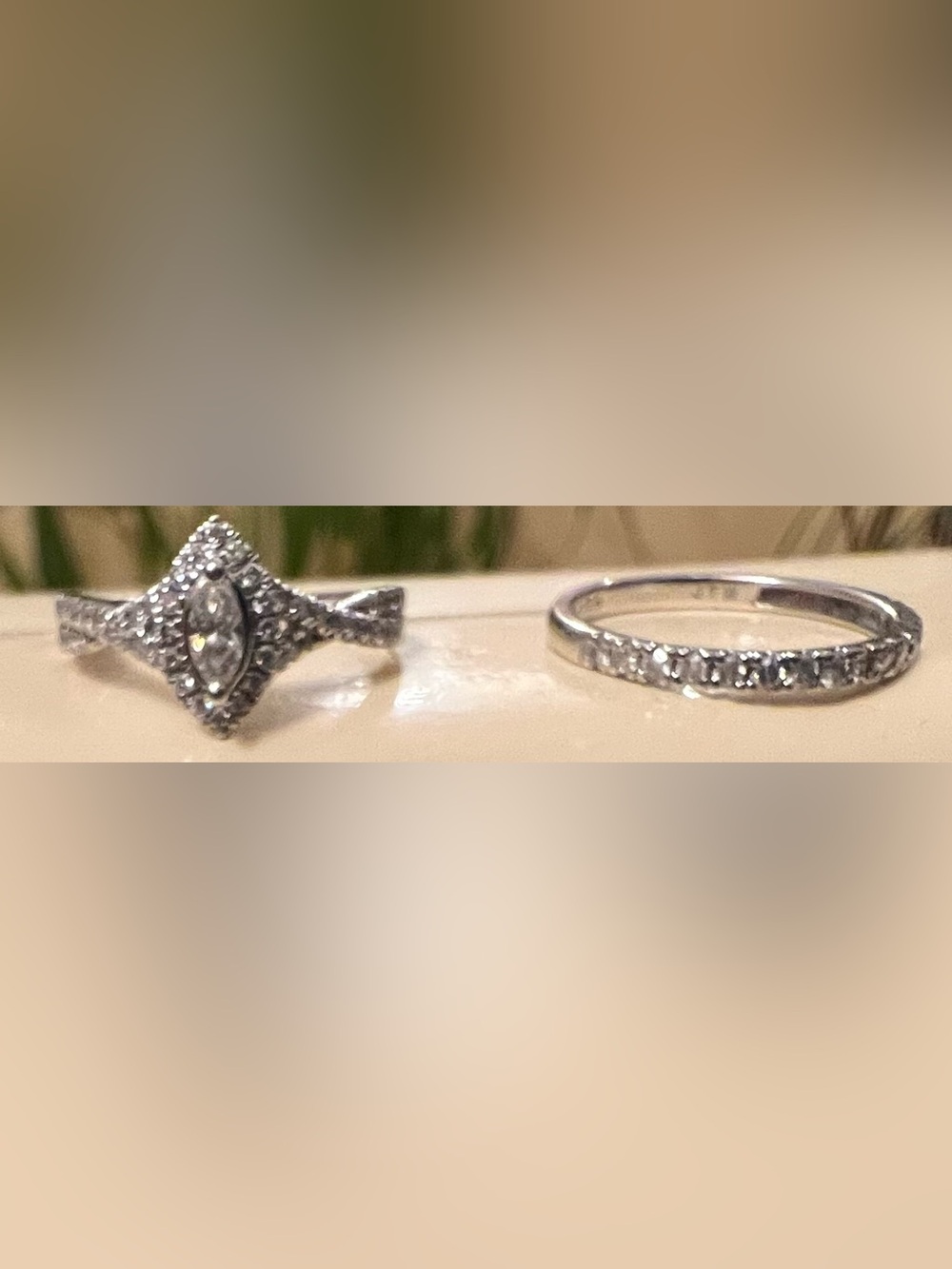 Diamonds and 10k white gold